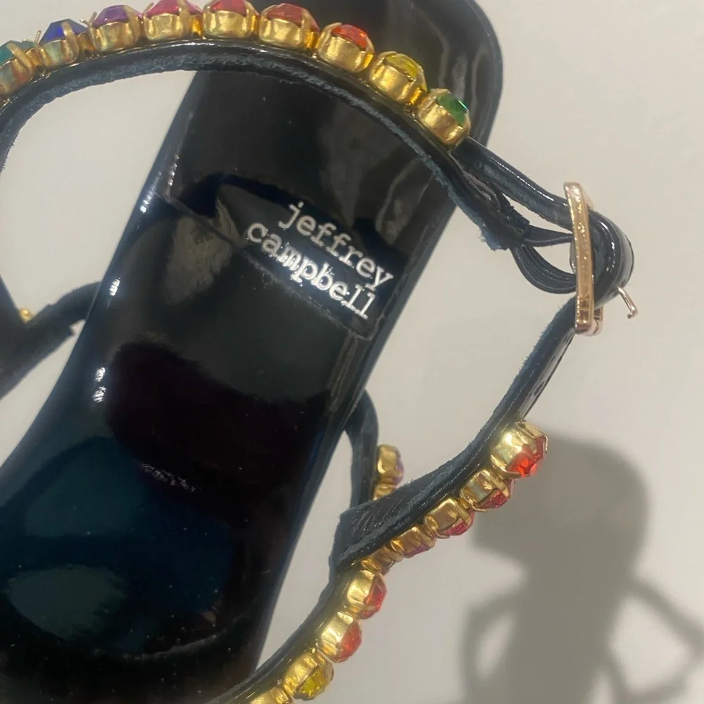 Jeffrey Campbell Rhinestone Platform Sandal Rainbow Multi Color New 7.5 in box
